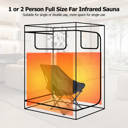 Smartmak Portable Infrared Sauna,1 or 2 Person Oversize Infrared Sauna Box with 660nm Red Light Therapy, Full Body Sauna Tent for Home, Folding Chair (Blue-2 Person)