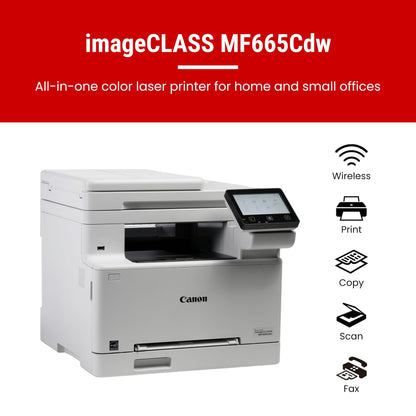Canon Color imageCLASS MF665Cdw - Wireless Duplex Laser Printer, All-in-One with Copier, Scanner, Fax, Auto Document Feeder, 3 Year Limited Warranty, 22 PPM
