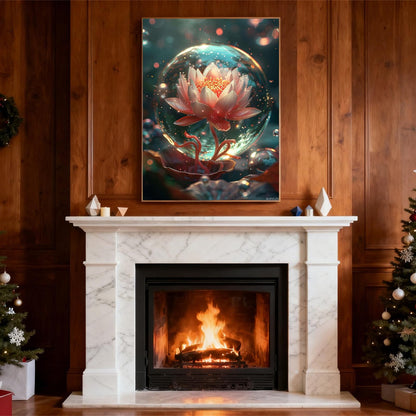 AUKVLZS Lotus Diamond Art Kits for Adults, Flower Diamond Painting Kits for Adults, 30x40cm DIY 5D Diamond Dots Gem Art for Beginners, Full Drill Diamond Arts and Crafts, for Gifts Home Wall Decor