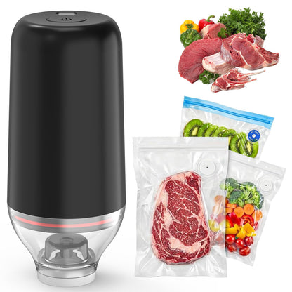 BAMCOO Handheld Vacuum Sealer, Sous Vide Vacuum Pump, Rechargeable Hand Held Vacuum Sealer for Food Storage, Camping, Sous Vide, Reusable Vacuum Bags Compatibility, Black(Pump Only)