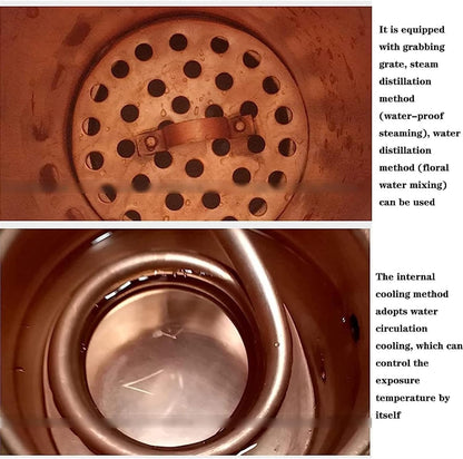 MiBoce Copper Moonshine Still, 2L/3L Pure Copper Alembic Still, Household Small Fresh Flower Essential Oil Distiller, with Cooling Tube, for Whiskey, Moonshine Essential Oils, Distilled Hydrosol