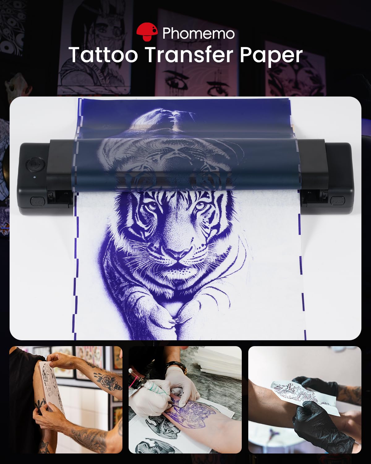 Phomemo Premium Tattoo Transfer Paper - 100 Sheets of Professional Stencil Paper for Tattooing, A4 Size Tattoo Thermal Transfer Paper for DIY Designs - Tattoo Kit for Tattoo Artist (100PCS)