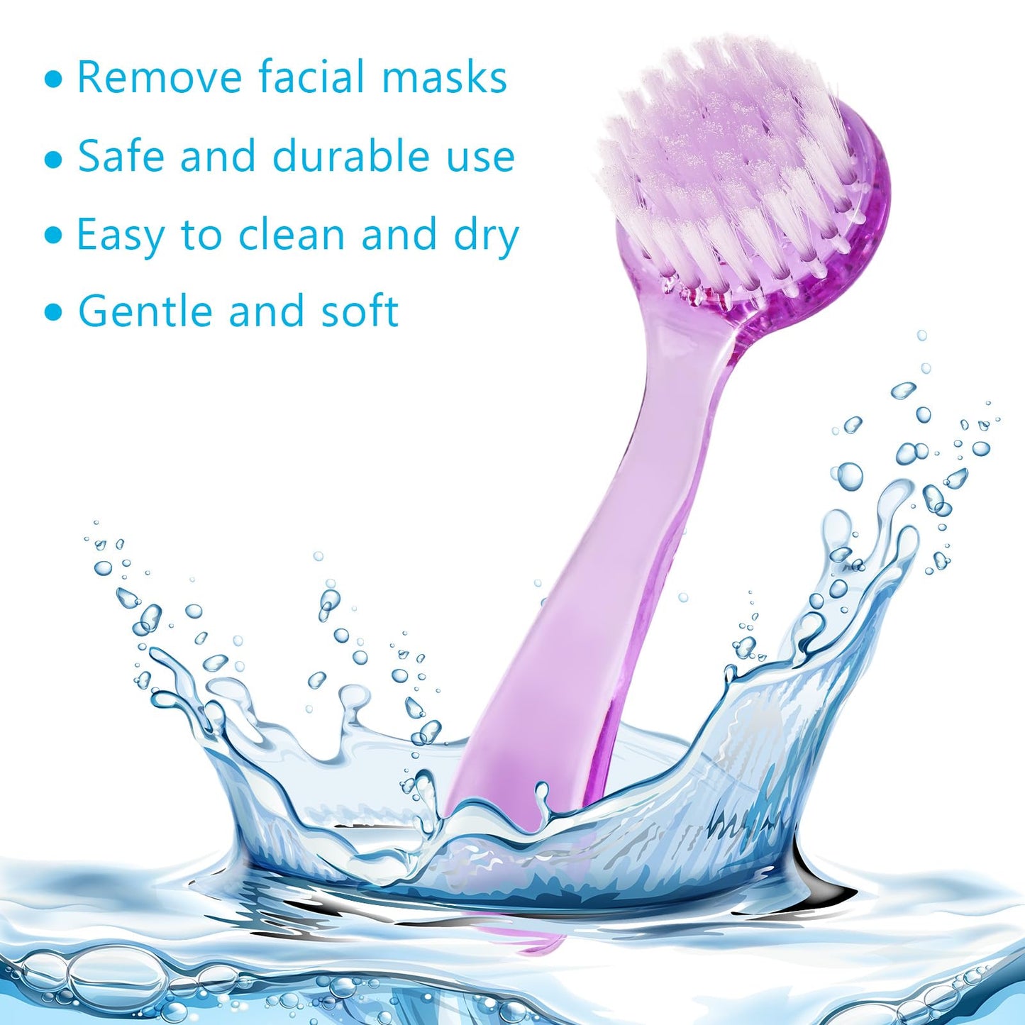 3 Pcs Facial Cleansing Brush, Useekoo Manual Face Brushes for Cleansing and Exfoliating, Face Scrubber to Massage, Deep Pore Exfoliation, Makeup Remove and Skin Care with Soft Bristles