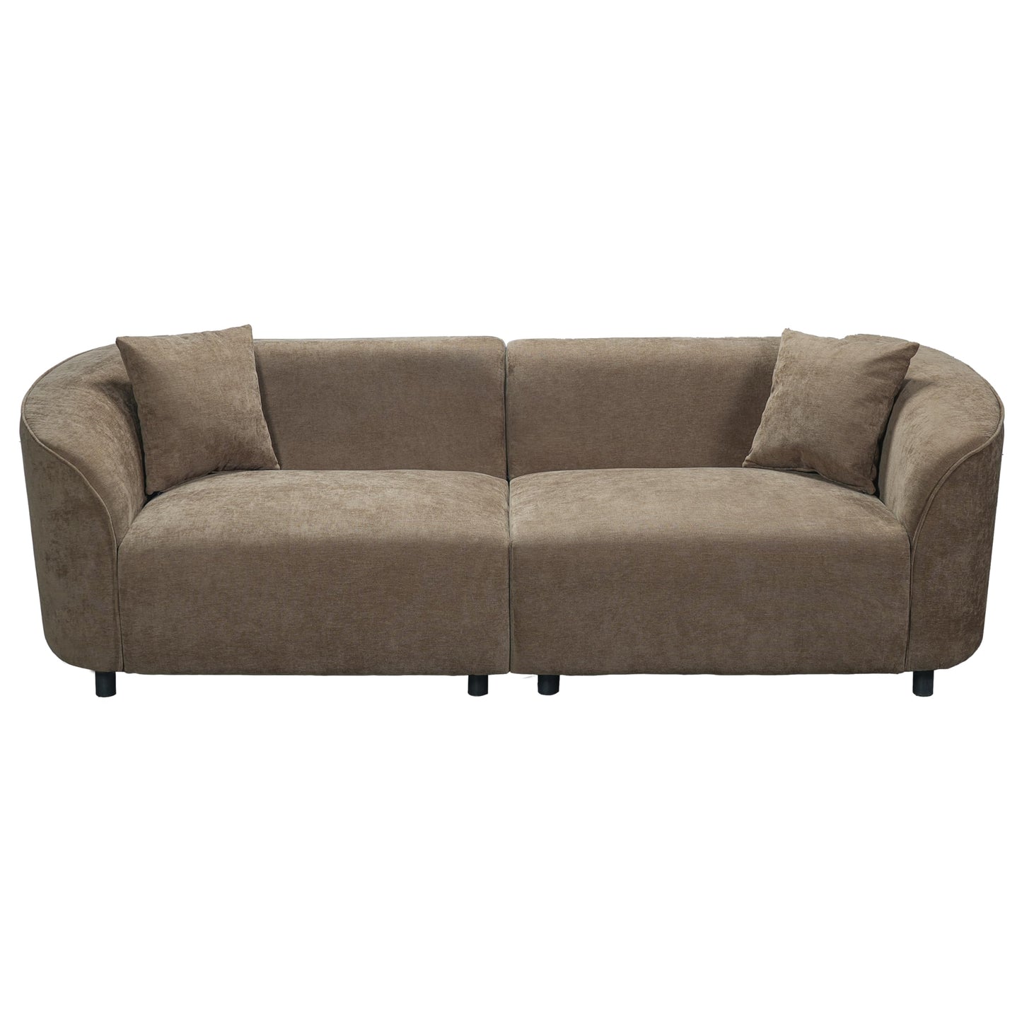 Merax 87" Curved Sofa Comfy Contemporary Upholstered Loveseat with Extra Deep Seats for Living Room Apartment Office, Brown