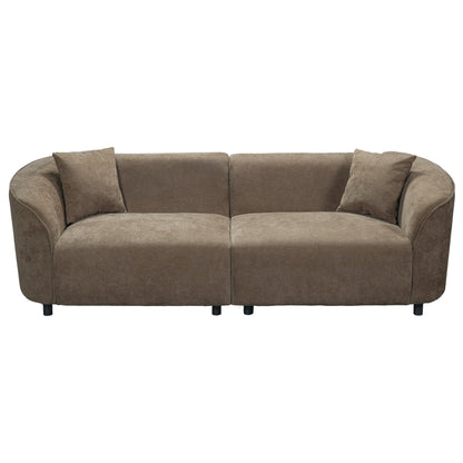Merax 87" Curved Sofa Comfy Contemporary Upholstered Loveseat with Extra Deep Seats for Living Room Apartment Office, Brown