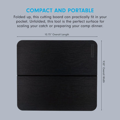 Messermeister Adventure Chef Folding Cutting Board, Black Faux Wood, Durable TPE, Compact & Portable, 10.75 x 9.5”