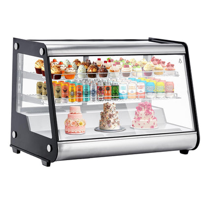 PeacefulHues Commercial Display Refrigerator 6.5 Cu Ft, Countertop Refrigerated Display Case with LED Lighting for Bakery, Cafe, 110V/176W