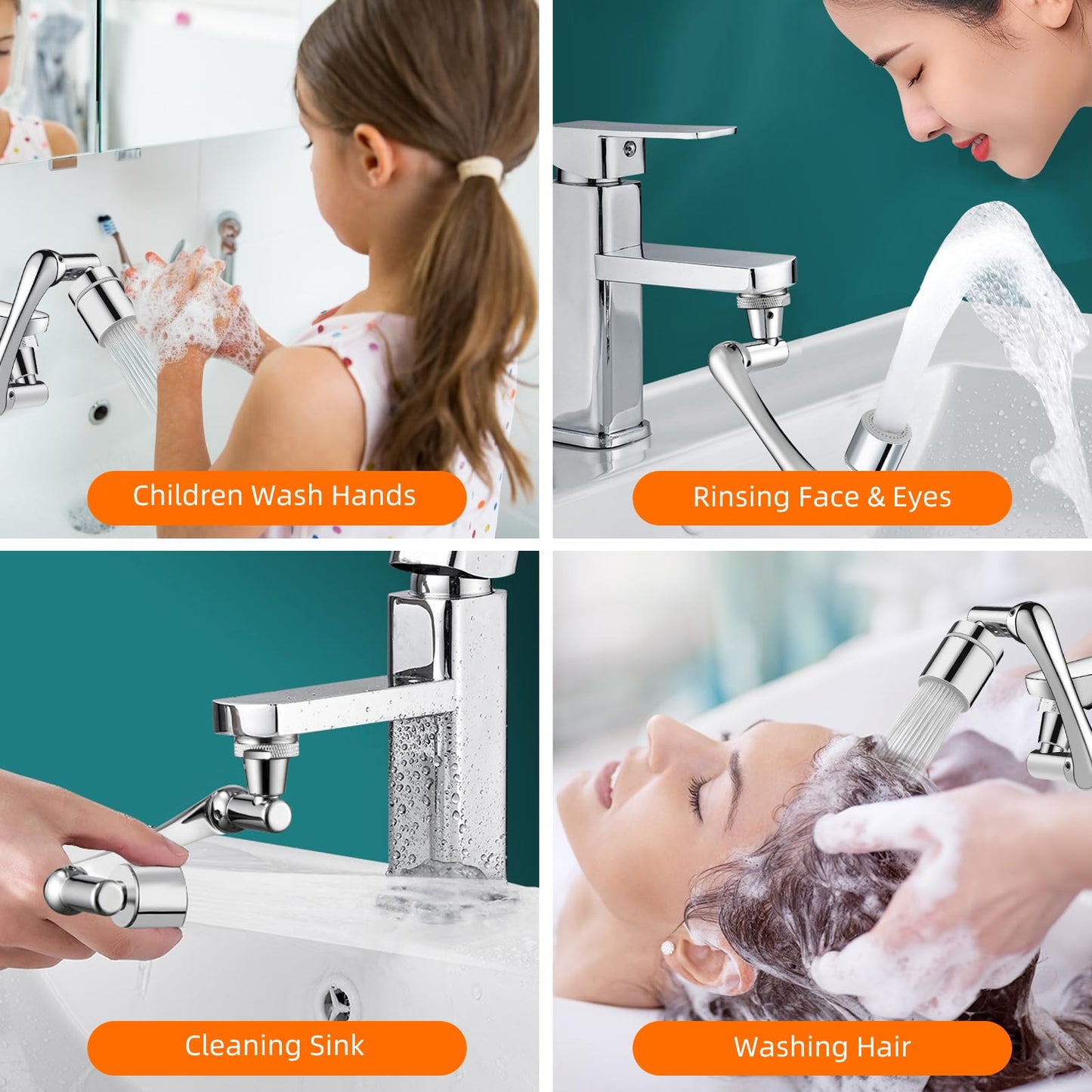 CLINFASTER 1080° Swivel Faucet Extender, 360° Swivel Robotic Arm Faucet Aerator, 2 Mode Splash Water Filter Extension, Multifunctional Universal Model Sink Faucet Adapter for Kitchen/Bathroom Sink