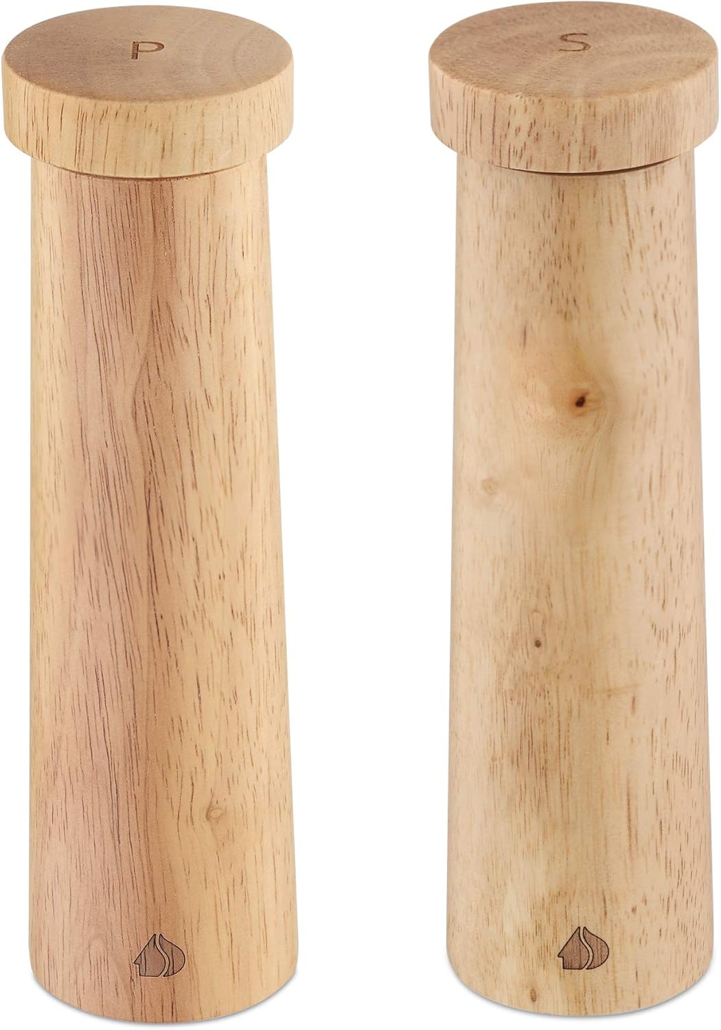 Navaris Salt and Pepper Mill Set - Adjustable Rubber Wood Grinders with Ceramic Core