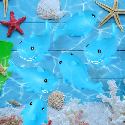 Mototo 120 Pieces Rubber Shark Toys Bulk, Cute Bath Squishy Toys Small Swimming Bathtub Pool Kids Play for Shark Week Themed Box Goodie Bags Treasure Hunt Carnival Cruise Birthday Party Favor, Blue