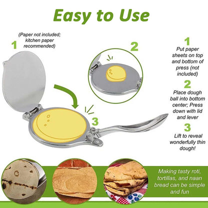 DelloidMaz 8 Inch Flour Tortilla Press, Aluminum Alloy Tortilla Maker, Roti Maker, Taco Maker, Taco Press, Dark Gray