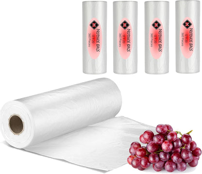 12"x20" 1.75" Pack 1440 [4 Mr Miracle Plastic Produce Bags for Food Storage - Clear Grocery Bag for Fruits, Vegetables