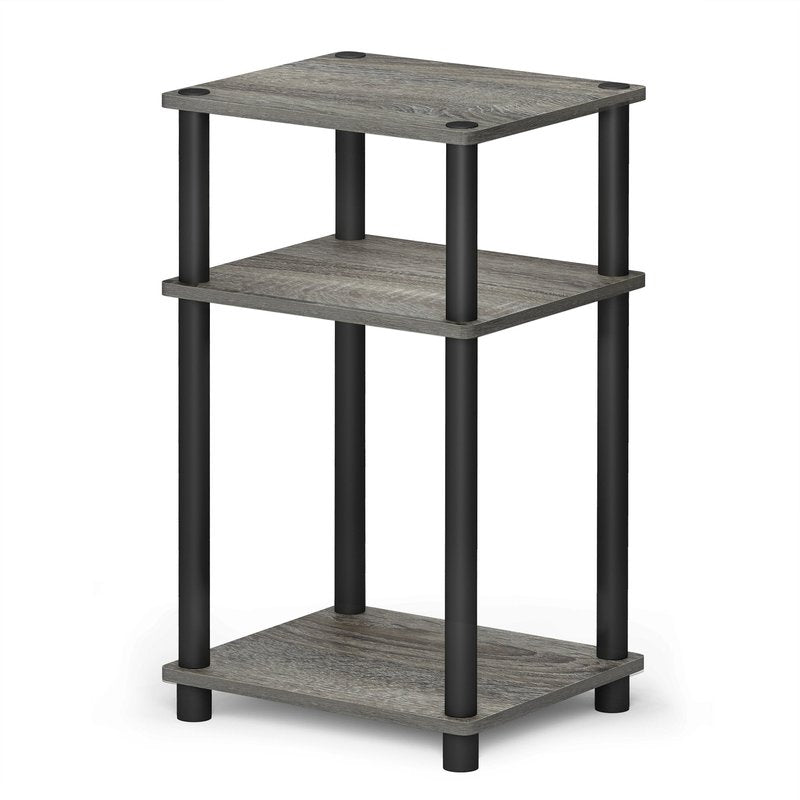 Furinno JUST Side Table, 3-Tier End Table, Open Shelves Night Stand, Bedside Table, Toolless Assembly, for Living Room, Bedroom, Bathroom, French Oak