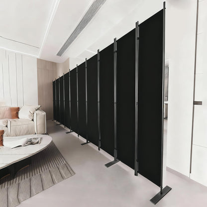 C-Hopetree 10 Panels Room Divider, 6 Ft Tall Indoor Folding Privacy Screen, Portable Partition Separator, Freestanding Separation Temporary Wall for Office, Bedroom, 197" W X 71" H, Black
