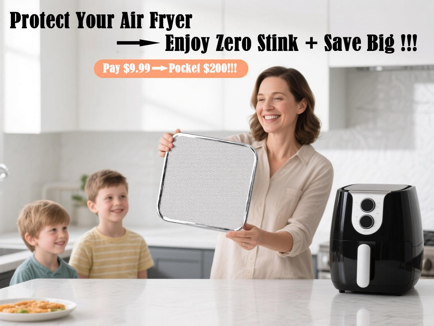 Kispog Magnetic Coil Covers Splatter Screen Compatible with Cosori TurboBlaze 6-6.8QT Instant Vortex 6/10QT - Air Fryer Heating Element Protection Extends Lifespan - Blocks 95% Grease & Smoke