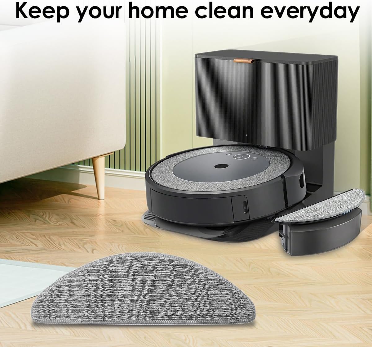 Vacuum Accessories Kit for iRobot Roomba Combo i5, i5+, j5, j5+ Robot Vacuum - 4 Mop Pads Included