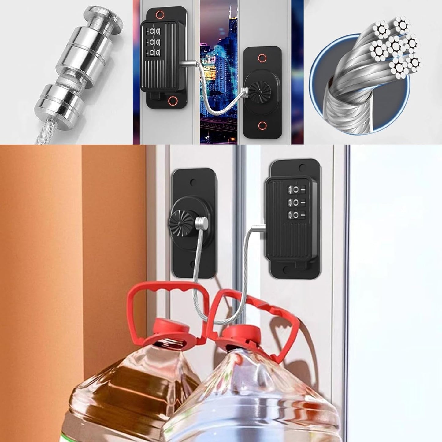 2 Pcs Refrigerator Fridge Freezer Door Lock with Password, Child Proof for Kitchen Refrigerator, Cabinets, Drawers