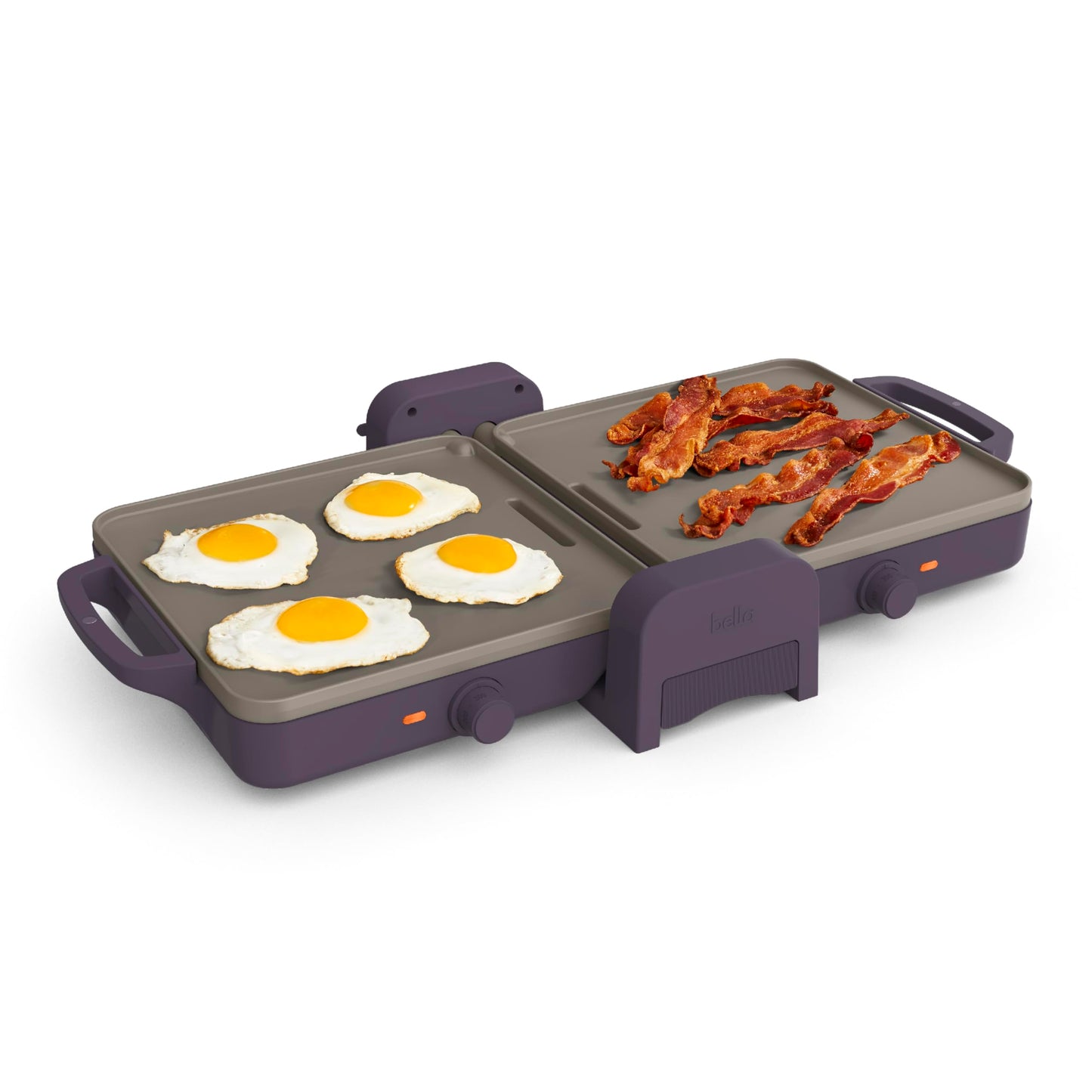 Bella 10"x 20" Ceramic Fold-n-Store Dual Temp Griddle, Fits-anywhere Kitchenware, EverGood Ceramic Nonstick Coating, 2 Temperature Zones up to 400°F, Dishwasher Safe Drip Tray, 1500 Watt, Oatmilk