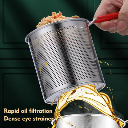 304 Stainless Steel Deep Fryer Pot with Basket, Stove Top Deep Fryer with Easy Grip Handle, Large Capacity Multifunctional Oil Strainer Pot For Frying Fish Shrimp Fries Chicken(Silver)