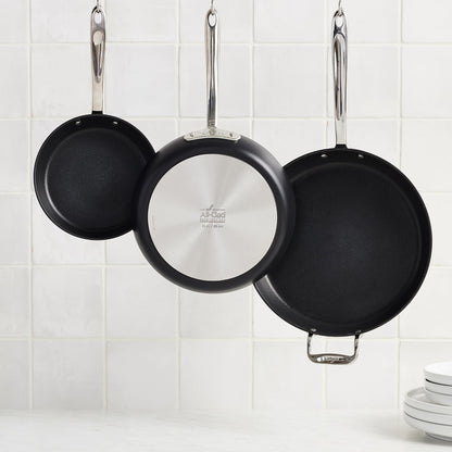 All-Clad HA1 Expert Hard Anodized Nonstick Frying Pan Set, 2-Piece 10" & 12" Skillet Set, Dishwasher-Safe, Oven-Safe Up to 500°F Compatible with All Stovetops (Gas, Electric & Induction) - Black