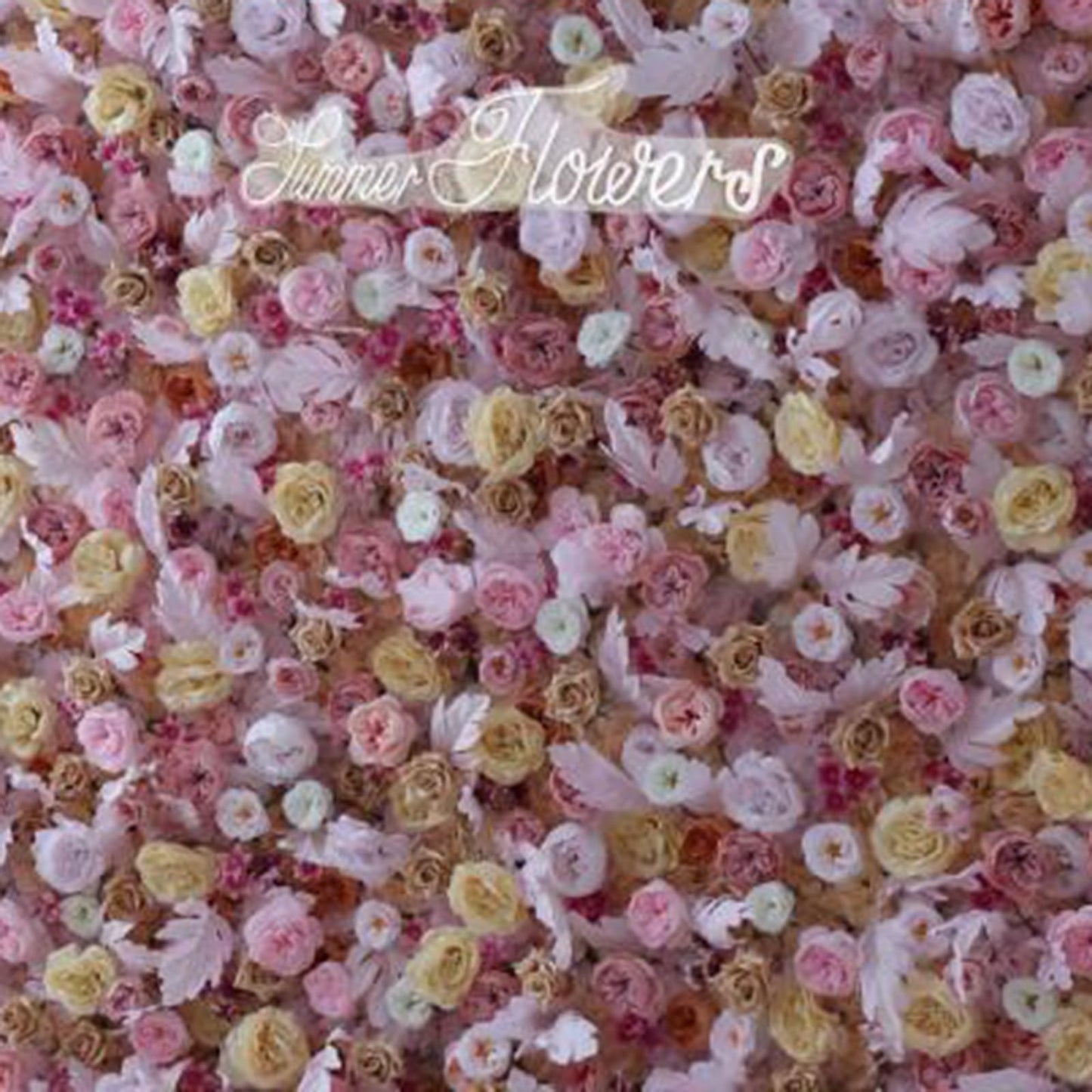 UYCVT Handmade Yellow Pink Rose Flowers Wall Large Artificial Flower Wall Backdrop Panels, Rose Wedding Backdrop 3D Floral Wall Fabric Flower Wall for Party Baby Shower Bridal -3m*3m/10 * 10FT