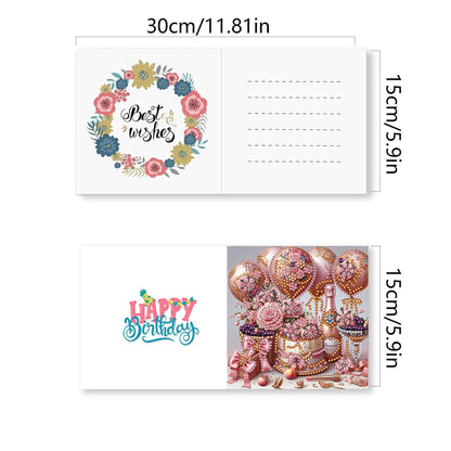 JBTM24 8 Pack 5D DIY Diamond Painting Cards Kit, Diamond Art Birthday Holiday Greeting Card, Art Crafts Kit Creative Gift with Envelope, Card Making Kits for Adults, Birthday