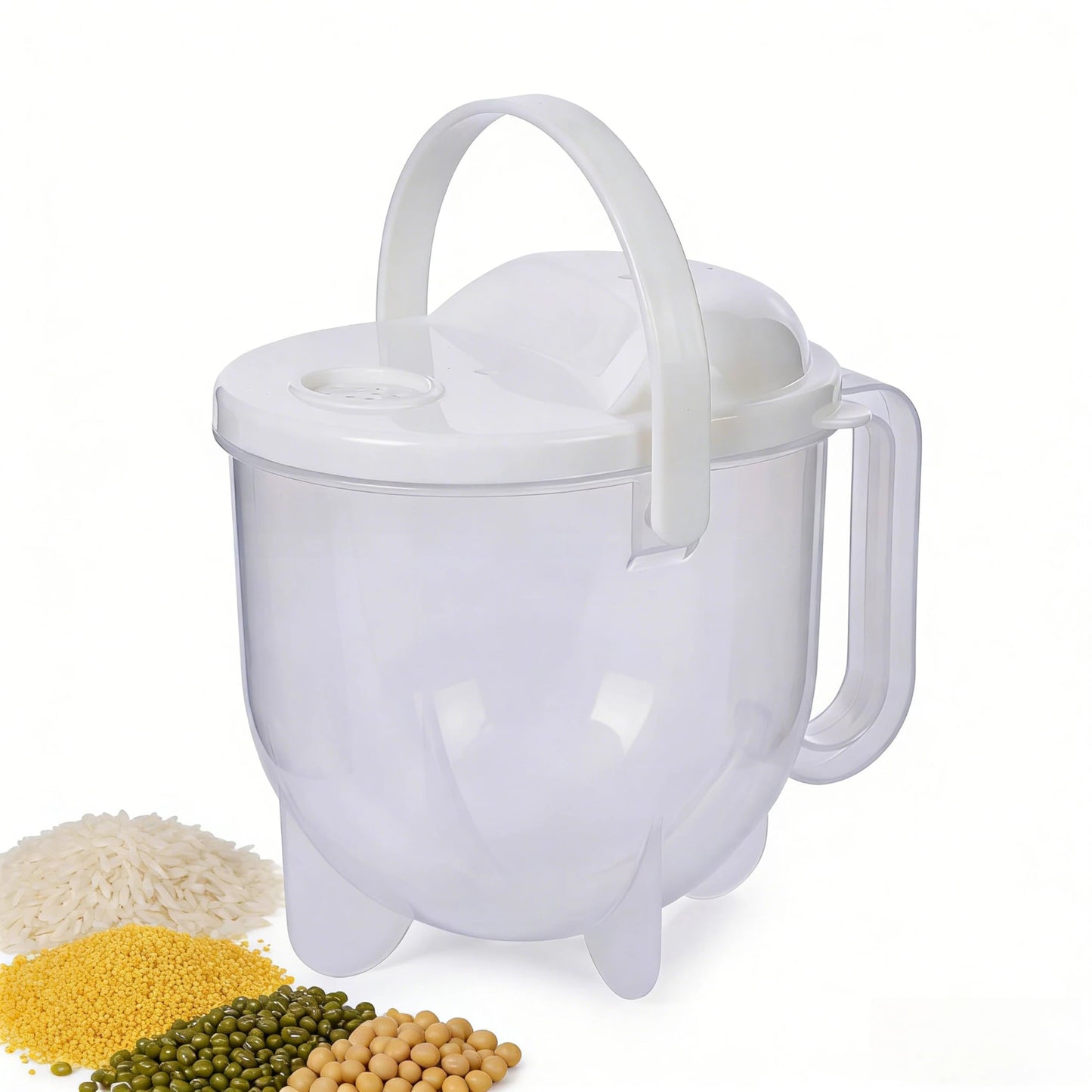 Lupnkl Food Strainers Rice Washing Bowl with Top Drainer Microporous Small Colander, ideal rice washer strainer, rinser, drainer, perfect for washing rice, multigrain, beans & small grain food.