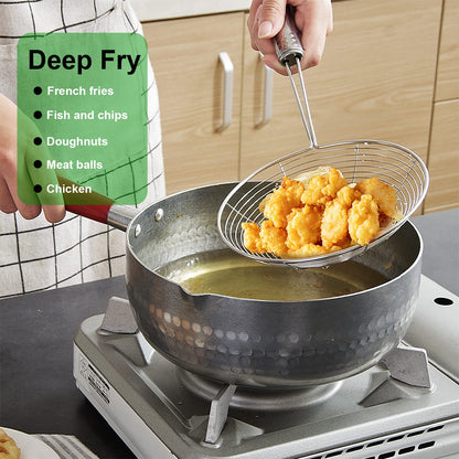 Swify Spider Strainer Set of 3 Asian Strainer Ladle Stainless Steel Wire Skimmer Spoon with Handle for Kitchen Frying Food, Pasta, Spaghetti, Noodle-30.5cm, 32cm, 35cm