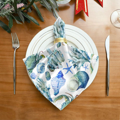Set of 6 Ocean Animal Cloth Napkins, 20x20 Inch, Reusable Washable Dinner Napkins for Holiday Party Restaurant Banquet