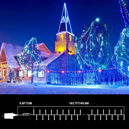 165FT 500 Lights,16 LAMPHOME LED Blue Christmas Modes Connectable Fairy String Lights, Plug in Indoor Outdoor Blue