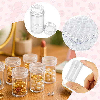 BigOtters Embroidery Diamond Storage Box, 30PCS Big Clear Plastic Bead Containers with Silicone Funnel for Jewelry Painting DIY Art Craft Rhinestones Sewing Cosmetic Nail Glitter Powder