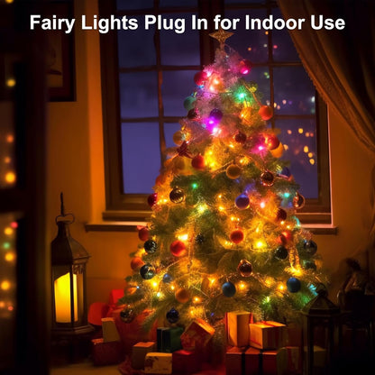 200FT 600LED 8 Christmas Lights Plug in,Outdoor Indoor Fairy Lights with Timer and Modes,Christmas Tree Lights