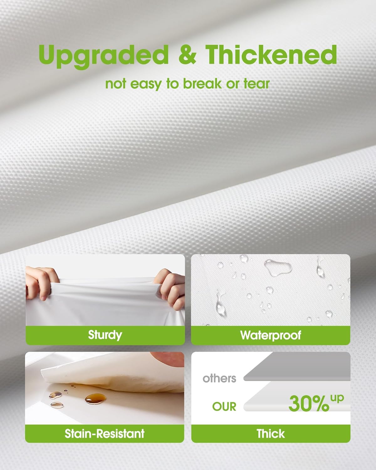Pureegg Disposable Table Cloth Set - 10 Waterproof Tablecloths (54"x108") & 2 Cheesecloth Runners (35"x120") | Elegant White & Sage for Parties, Picnics, Weddings