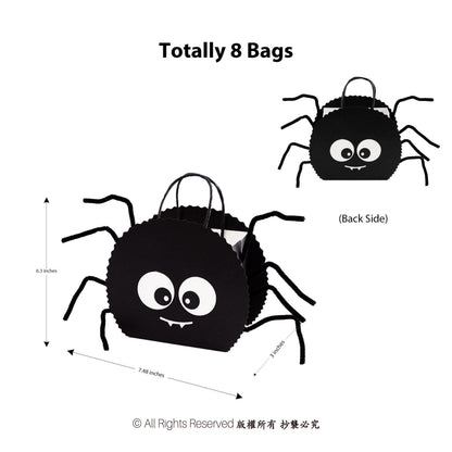 Cheerland Halloween Spider Party Favors Gift Bag With Straw Legs Trick Or Treat Bags Black Halloween Goodie Bags Spooky Theme Cute Birthday Party Decorations Candy Gift Bday Supplies (Pack Of 8)