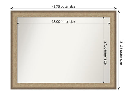 Amanti Art Bronze Wall Mirror 32x43 Elegant Brushed Bronze Rectangle Bathroom Mirror for Wall Decor Living Room, X-Large Casual Frame, Hangs Horizonally and Vertically, Bathroom Decor, Non-Beveled