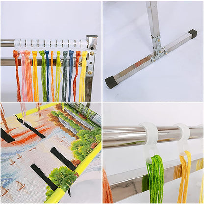 Adjustable Embroidery Stand with Pulley, Cross Stitch Frame for Needlework, Height-Adjustable Craft Lap Table, Ideal for Sewing and Art Projects
