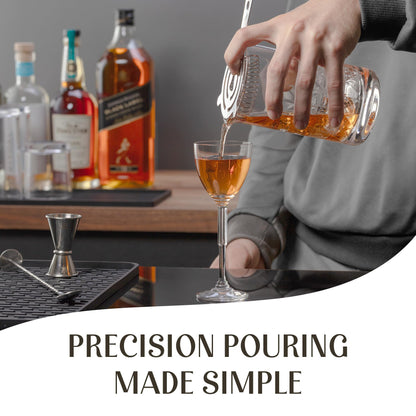 Mixology & Craft Commercial Grade Bar Mixing Glass – Includes 24oz Crystal Stirring Glass, Japanese Jigger, Bar Spoon, Muddler, and Hawthorne Strainer for Crafting Old Fashioned Cocktails at Home Bars
