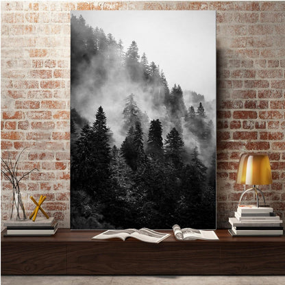 Forest Canvas Wall Art, Black and White Landscape Paintings Prints for Bedroom Living Room Decor (16x24in, Unframed)