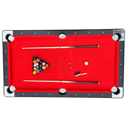 Hathaway Fairmont 6 Foot Folding Pool Table – Includes Full Set of Billiard Balls, Cues, Chalk, Triangle, and Carrying Bag – Portable Billiard Table with Red Felt, Black Finish