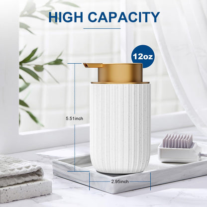 Ceramic Foaming Soap Dispenser, 12 oz Bathroom Foam Hand Soap Dispenser, Refillable Lotion Soap Dispenser with Removable Pump for Kitchen Hand Wash Dispenser, Modern Home Decor(2Pack-Black)