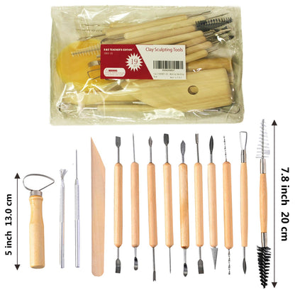 S & E TEACHER'S EDITION 19 Pcs Pottery Tools & Clay Sculpting Tools, Double Sided Ceramic Clay Carving Tool Set for Pottery Modeling Smoothing.