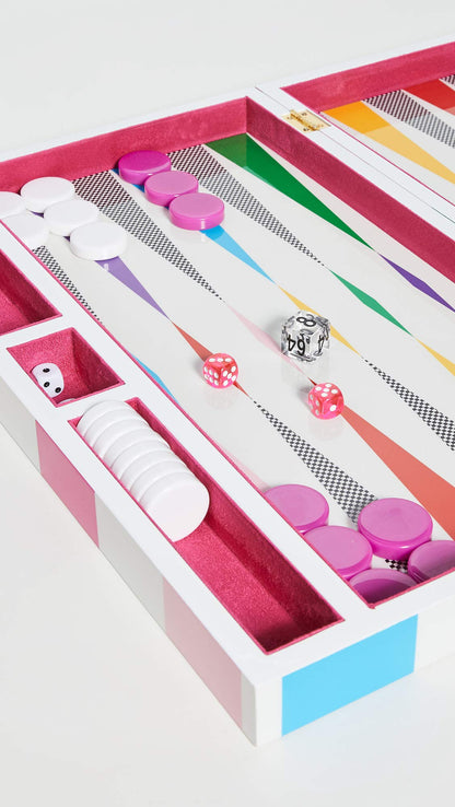 Jonathan Adler Women's Rainbow Checkerboard Backgammon Set, Multi, One Size