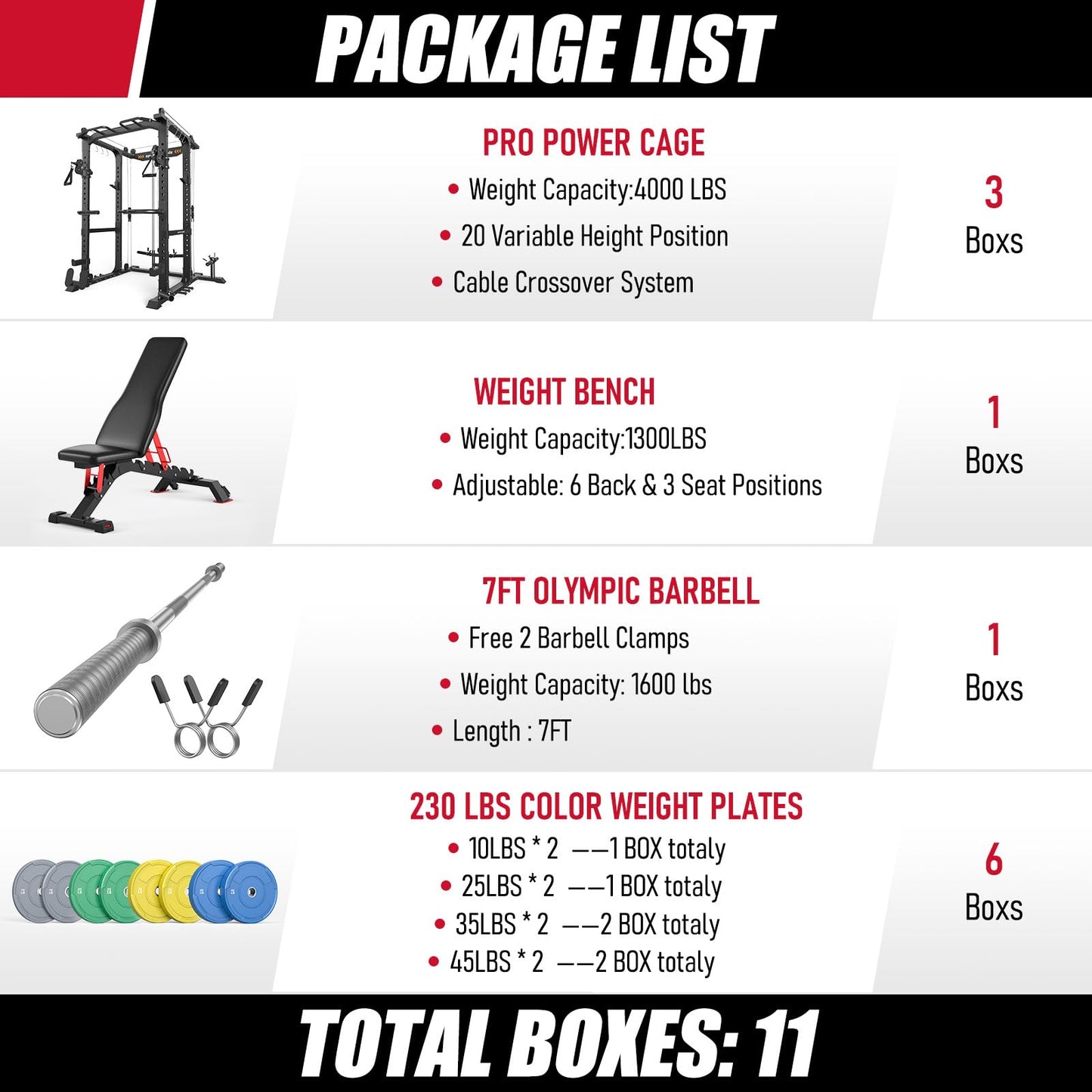 Sportsroyals Power Cage, Multi-Functional Squat Rack, Power Rack with Pulley System & LAT Pull Down, Workout Cage with J Hooks for Home Gym