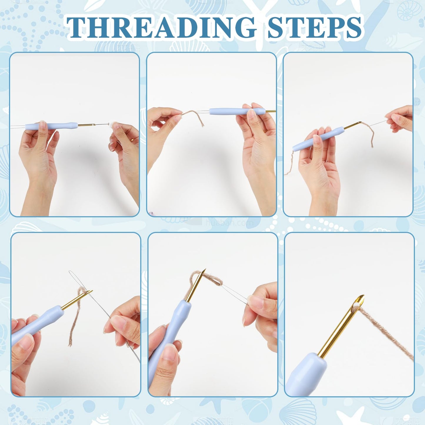 JSRQT Punch Needle Embroidery Starter Kits with Hoops Instructions Beginner Rug Hooking Pinch Craft Handcraft Tools Yarn Cute Pattern for Adults DIY Cross Stitch