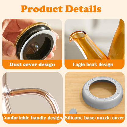 SQDWYGUO 2025 Oil Dispenser Bottle with Drip Free Spout Food Grade Oil Vinegar Cooking Sprayer Kitchen Glass Container Bottles (600 ML)