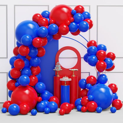 YMSZ Red and Blue Balloon Garland Arch Kit, 134pcs Royal Blue and Red Latex Balloons for Birthday, Graduation, Independence Day Decorations