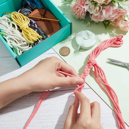 INFUNLY 8 Set Macrame Keychain DIY Kits Mini Boho Keychains Bag Charms Macrame Keychain Bracelet with Tassels for Car Key Purse Phone Instruction Included