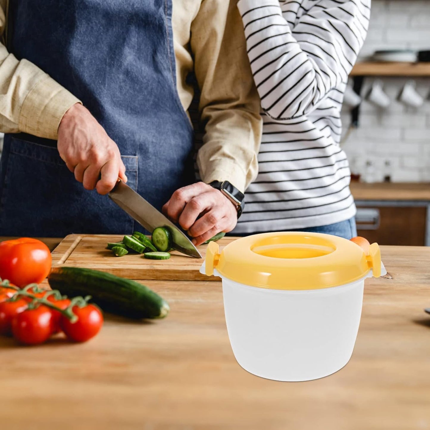Hemoton Microwave Rice Maker, Round Microwave Food Container for Rice, Pasta, Includes Spoons