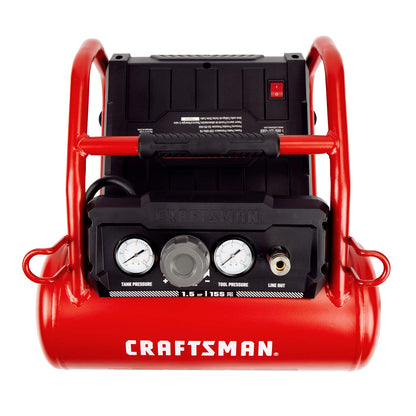 Craftsman Air Compressor 3 Gallon Portable Hotdog Air Compressor, Max 155 PSI 2.6 CFM@90psi Oil-Free Electric Workshop Air Compressors, CMXECXA0200341