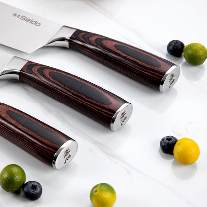 17-Piece Master Chef Knife Block Set – Damascus Steel & Acacia Wood Block